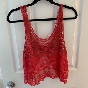 Kimchi Bluse Red Lace Tank